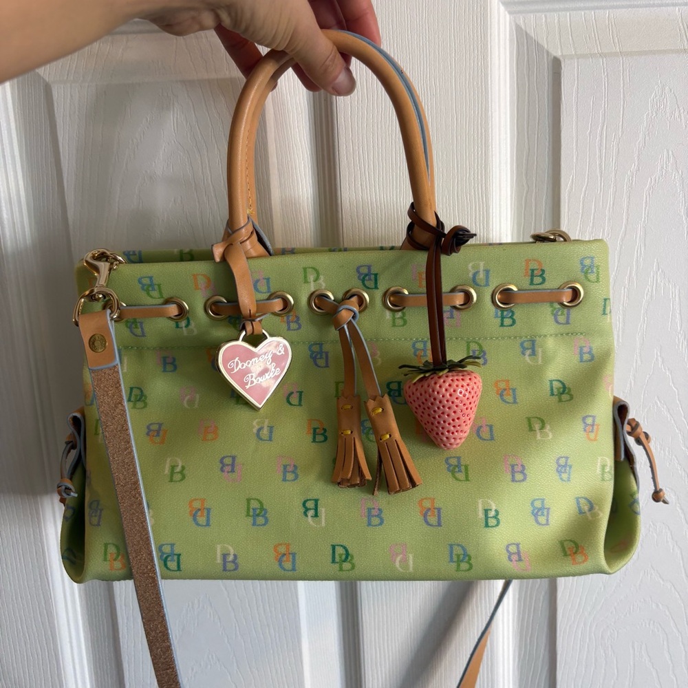 Vintage Y2K Dooney & Bourke Rainbow Monogram East West Bag, Celery/Mint/Matcha 🌸